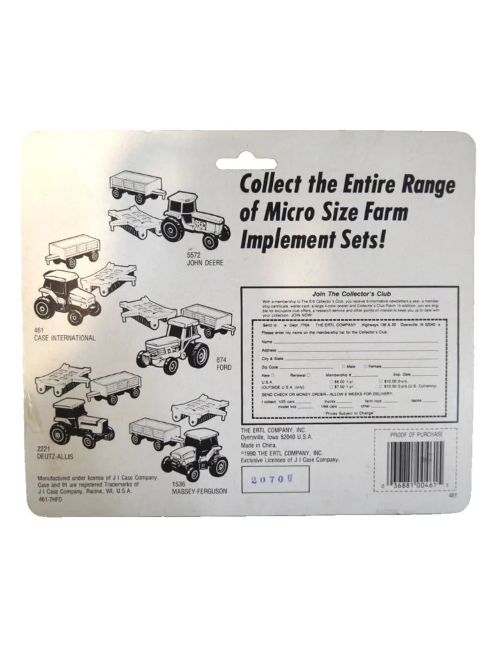Ertl tiny Farm Machines Case International red die cast set of 3 New, Pkg Damage